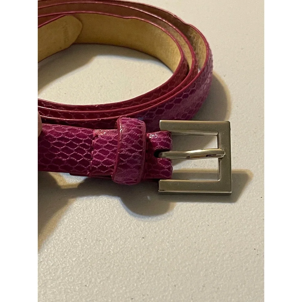 Skinny Belt Women 18/20 Pink Snakeskin Embossed‎ Leather